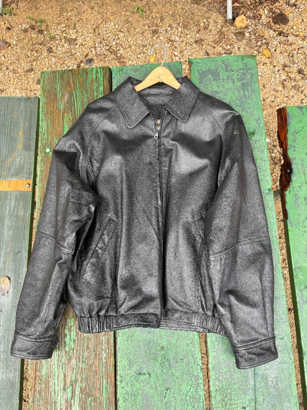 St. John's Bay Men's Authentic Black Leather Jacket / Coat XLT